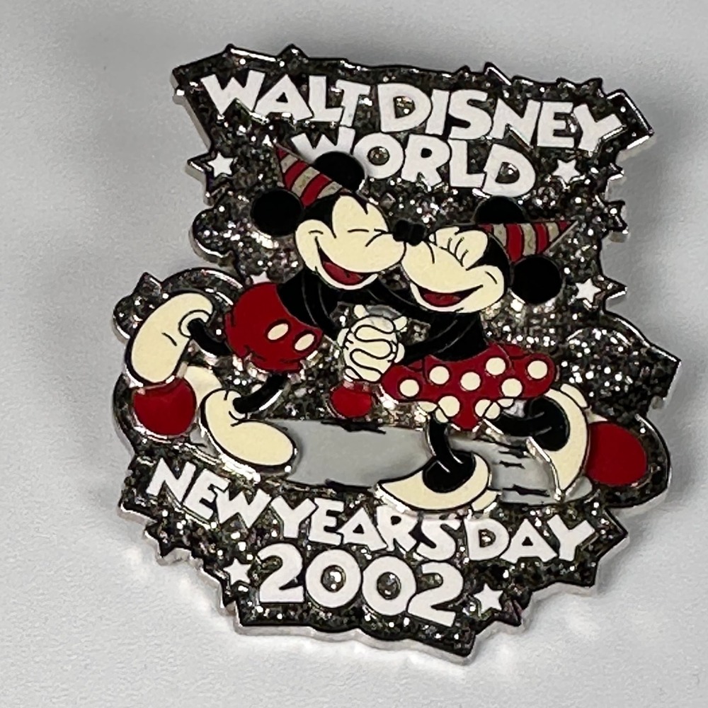 Mickey Minnie Mouse Dancing New Year's Day 2002 Disney Pin LE 5000 WDW Glitter - Picture 7 of 9